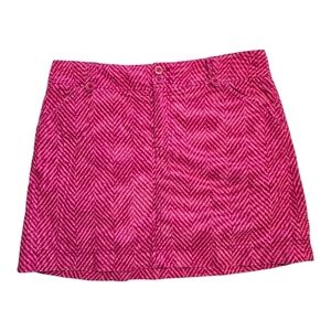 LILLY PULITZER Pink Chevron Print Stretch Corduroy A Line Pocket Mini Skirt Sz 2